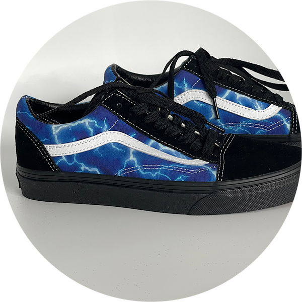 Blue White and Black Glittered Vans Old Skool s ArtGlitter