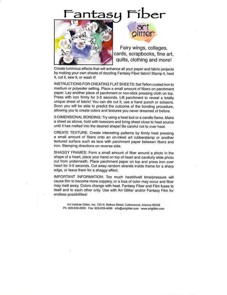 FANTASY FIBER DIRECTIONS  FREE TO PRINT